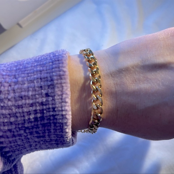 Flat Cuban 18kt dipped Gold bracelet - Picture 3 of 6